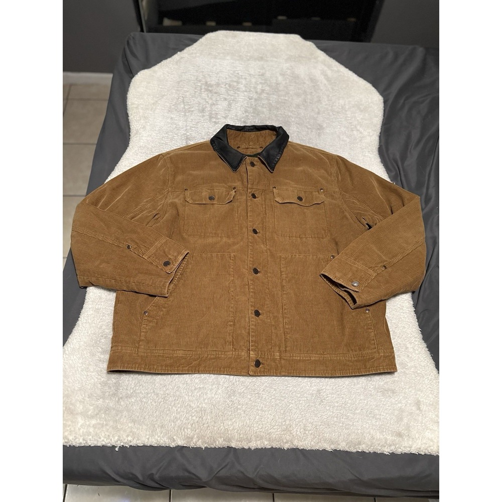 Eddie Bauer Jacket Mens Large Brown Corduroy Sherpa Lined Barn Coat VTG